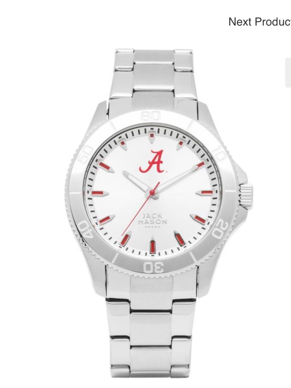 University of Alabama - Jack Mason - Silver Stainless Steel Watch - NWT